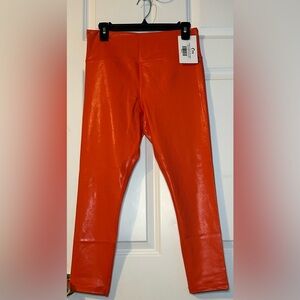 ZYIA Vibrant Orange Metallic Leggings
